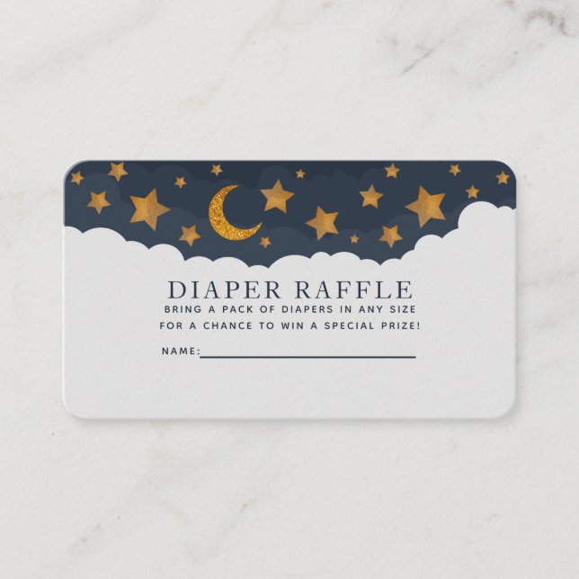Starry Clouds Baby Shower Diaper Raffle Business Card (Front)