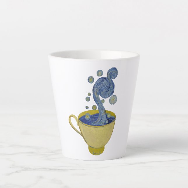 Starry Coffee, Starry Night - Vincent Van Gogh Latte Mug (Front)