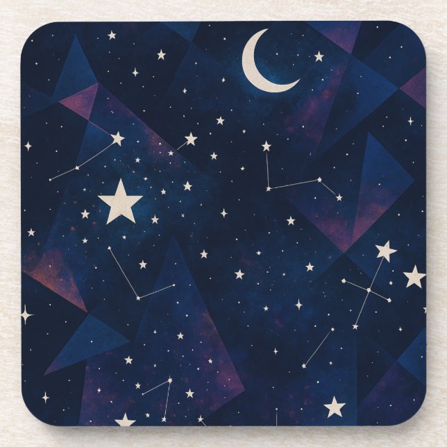 Starry Constellation Sky – Celestial Night Pattern Coaster (Front)