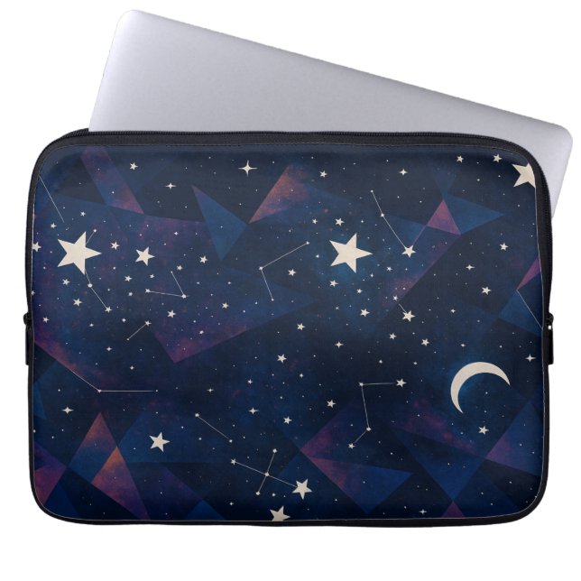 Starry Constellation Sky – Celestial Night Pattern Laptop Sleeve (Front)