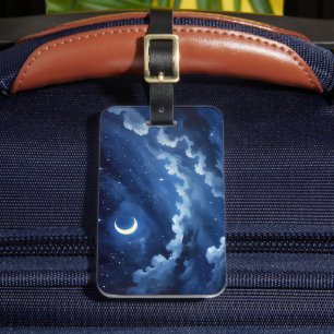 Starry Crescent Sky Luggage Tag
