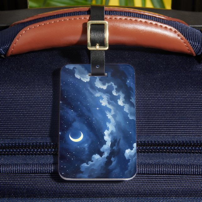 Starry Crescent Sky Luggage Tag (Front Insitu 2)