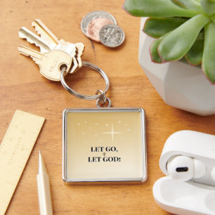 Starry Cross Let Go Let God Light Key Ring