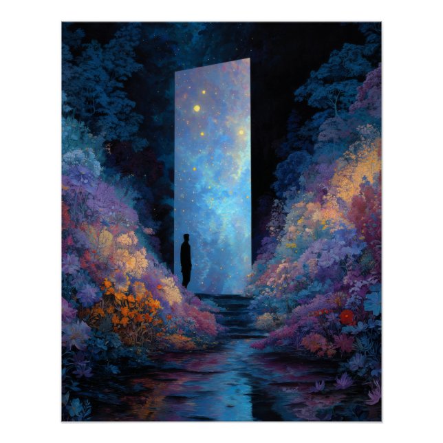 Starry Dream Gateway Purple Blue Fantasy Art Poster (Front)
