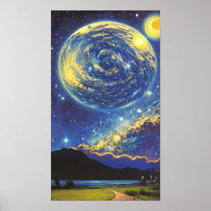 "Starry Dreamscape: A Mesmerising Fantasy Painting Poster