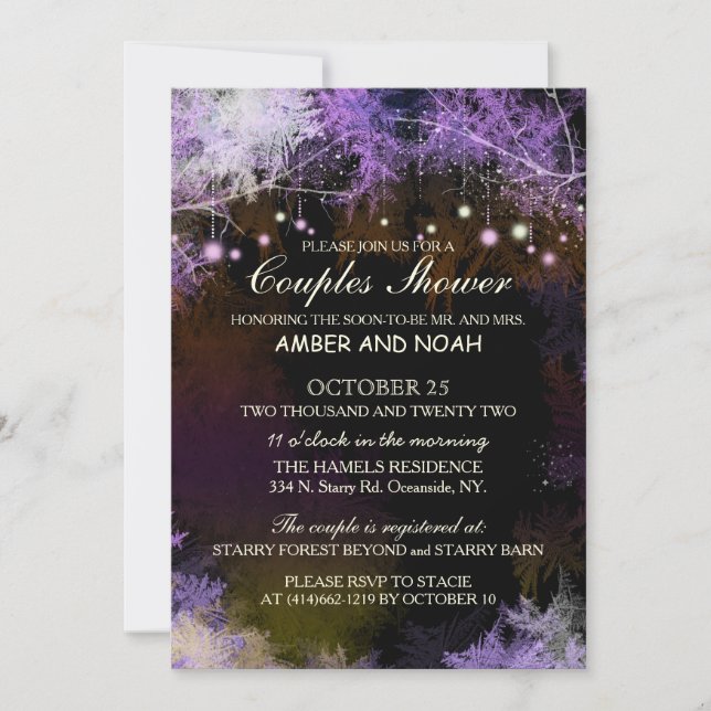 Starry Evening Forest Wedding Couples Shower Invitation (Front)
