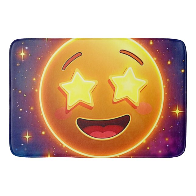 Starry-Eyed Emoji Joy Bath Mat (Front)