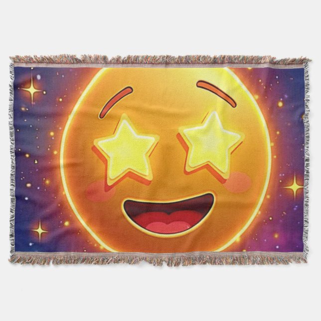 Starry-Eyed Emoji Joy Throw Blanket (Front)