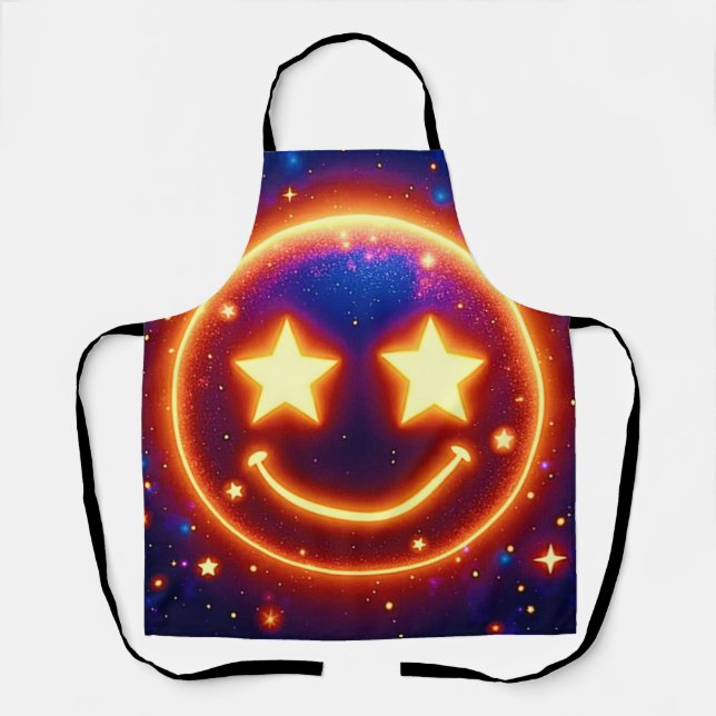 Starry-Eyed Glow Emoji Apron (Front)