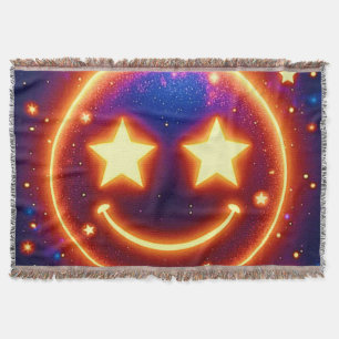 Starry-Eyed Glow Emoji Throw Blanket