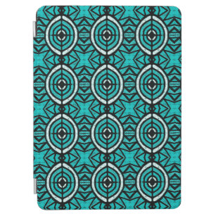 Starry Eyes Turquoise Pattern Woodblock style iPad Air Cover