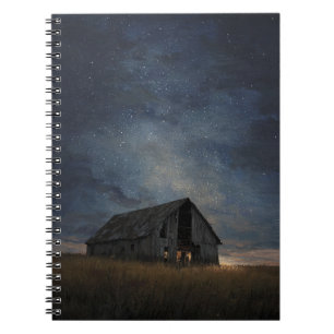 Starry Field Rustic Night Barn Notebook