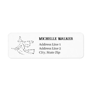 Starry Flying Witch   Elegant Black Return Address Label