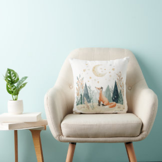Starry Forest Fox Cushion