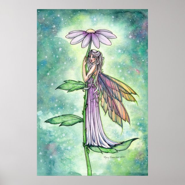 Starry Garden Spring Flower Fairy Watercolor Art Poster (Front)