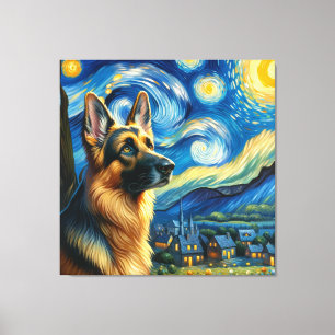 Starry German Shepherd Dog Portrait - Pet Portrait Canvas Print
