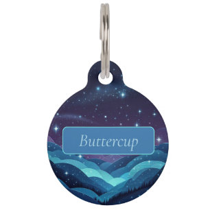 Starry Hills Night Pet Tag
