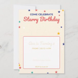 Starry Kids Birthday Party Invitation Gold Stars