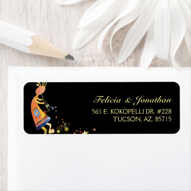 Starry Kokopelli Wedding Return Address Label (Insitu)