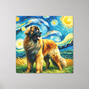 Starry Leonberger Dog Portrait - Pet Portrait Canvas Print
