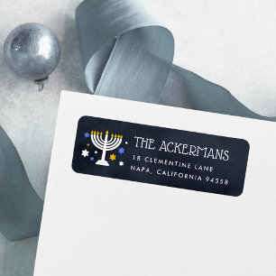 Starry Lights   Hanukkah Return Address Label