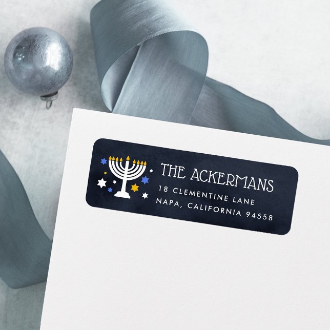 Starry Lights | Hanukkah Return Address Label (Creator Uploaded)