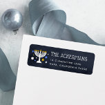 Starry Lights | Hanukkah Return Address Return Address Label<br><div class="desc">Festive return address labels for your Hanukkah cards and seasonal mailings feature your name and return address alongside a lit menorah illustration accented with stars.</div>