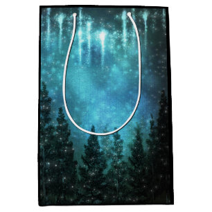 Starry Lights Rustic Pine Trees Country Wedding Medium Gift Bag