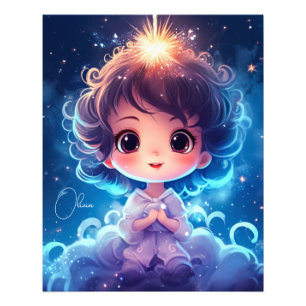 Starry Little Princess Nighttime Girly Personalise Photo Print