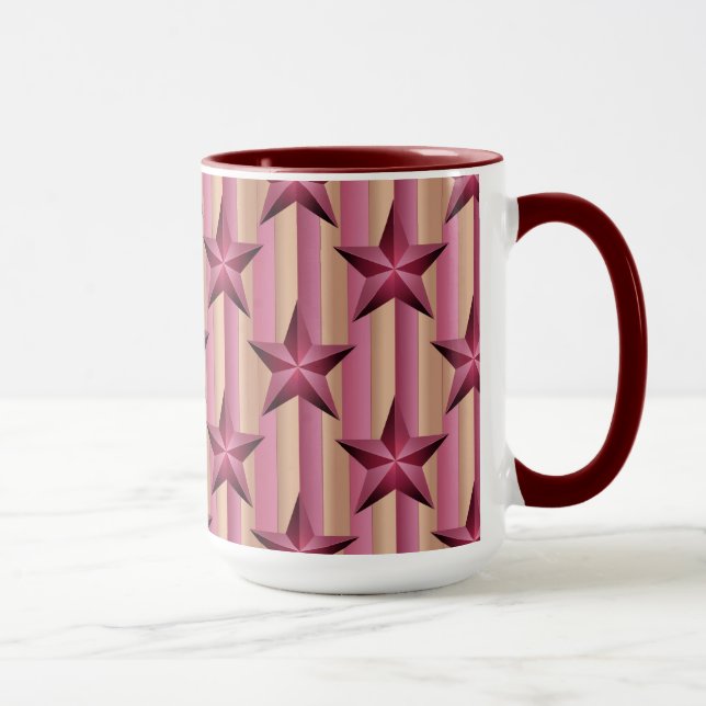Starry Maroon Pink Beige White Combo Mug  (Right)