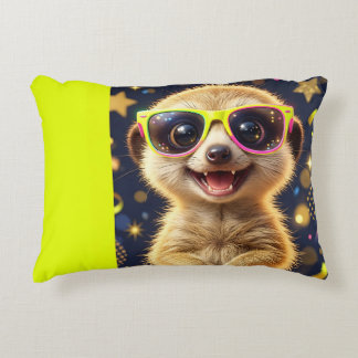 Starry Meerkat with Neon Sunglasses Decorative Cushion