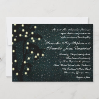Starry Midnight Lights String Lantern Wedding Invitation