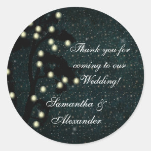 Starry Midnight Lights Wedding Thank You/Favour Classic Round Sticker