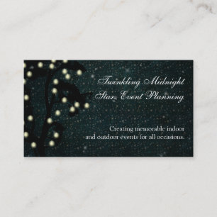 Starry Midnight String of Lights Event Planning Business Card