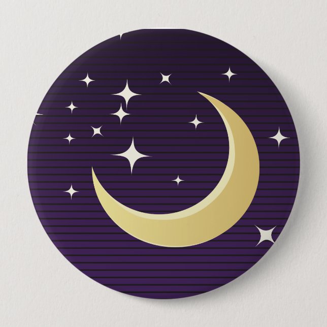 Starry Moon 10 Cm Round Badge (Front)