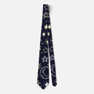 Starry Moon Pattern  Tie
