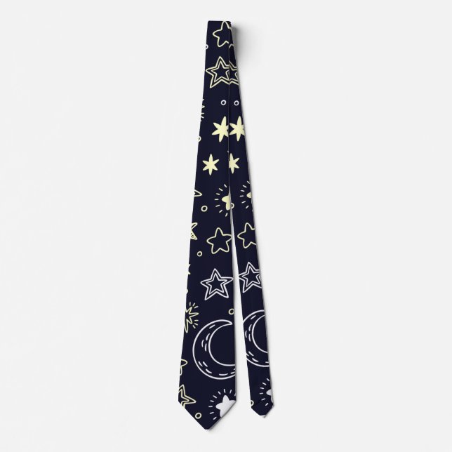Starry Moon Pattern  Tie (Front)