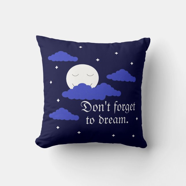 Starry Moon with Clouds: Dark Blue Cushion (Front)