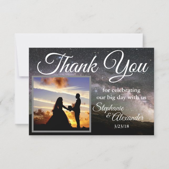 Starry Mountain Sky Wedding Thank You Card (Front)