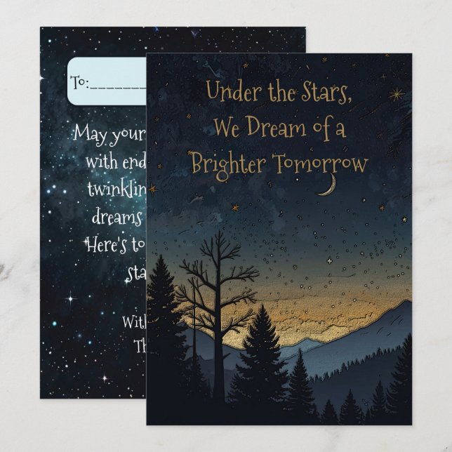 Starry New Year Golden Dreams Holiday Card (Front/Back)