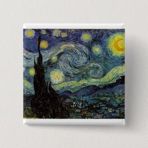 starry night,1889,Vincent van Gogh 15 Cm Square Badge