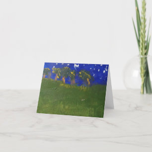 Starry night acrylic painted blank note card