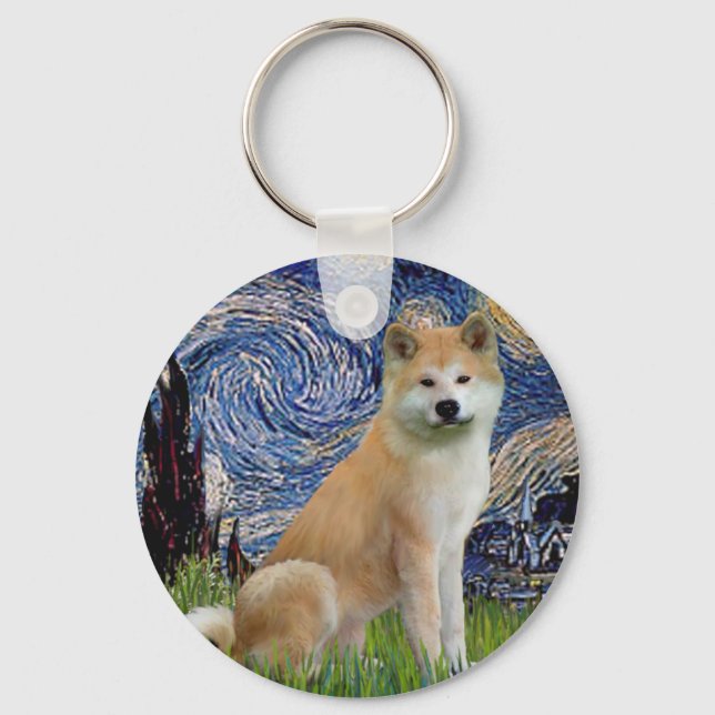 Starry Night - Akita Inu Key Ring (Front)