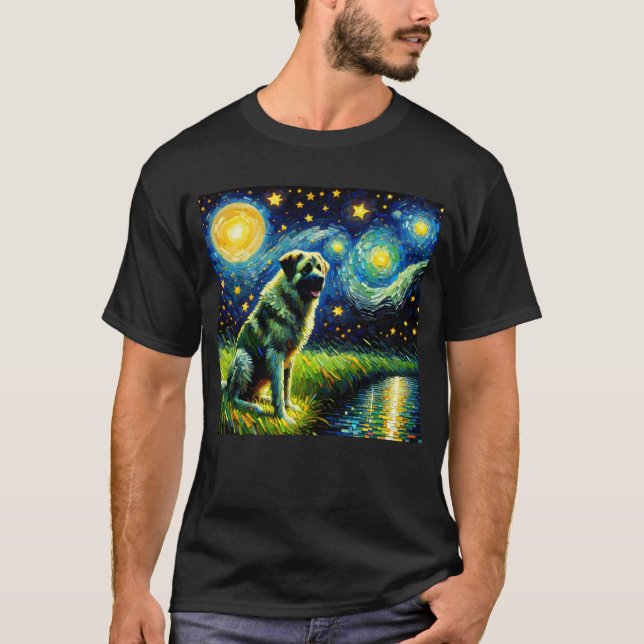 Starry Night Anatolian Shepherd Dog Van Gogh Lover T-Shirt (Front)
