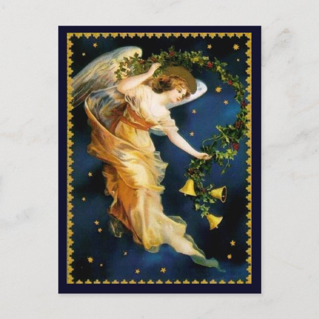 Starry Night Angel Christmas Holiday Postcard (Front)