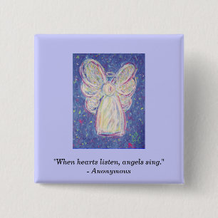 Starry Night Angel, "When hearts listen, angels... 15 Cm Square Badge