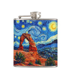 Starry Night Arches National Park Hip Flask