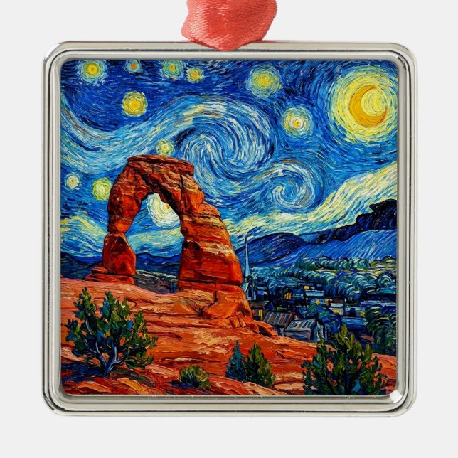 Starry Night Arches National Park Metal Ornament (Front)