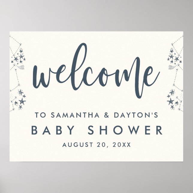 Starry Night Baby Shower Welcome Sign (Front)