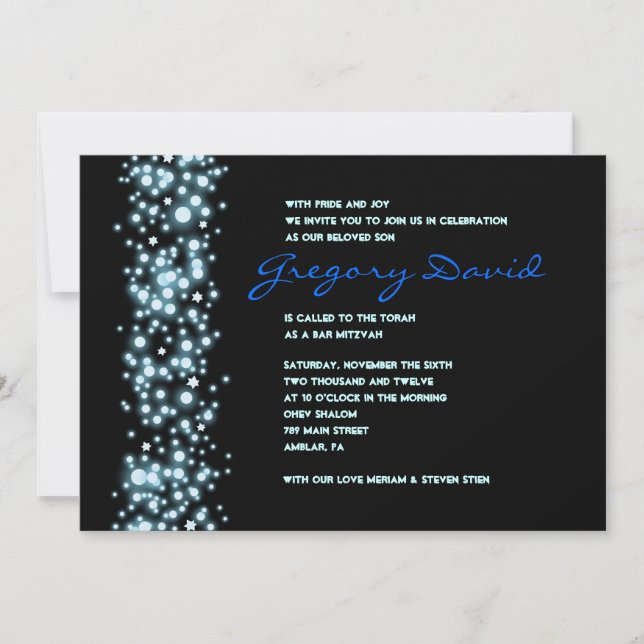 STARRY NIGHT Bar Bat Mitzvah Invitation (Front)